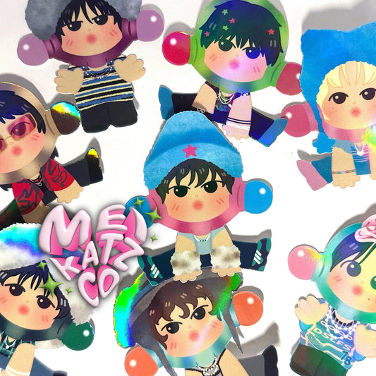 stray panda blind box diecut stickers! (dominate ver.)