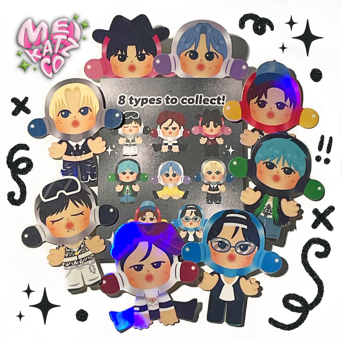 stray panda blind box diecut stickers! (5star ver.)
